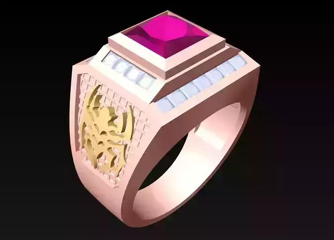 Square Stone Rings - Spider Ring-  Mens Rings - N2609