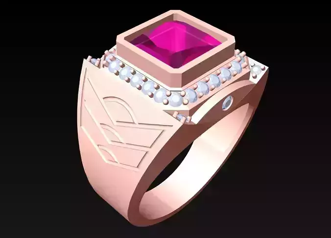 Square Stone Rings - Mens Rings - N4159