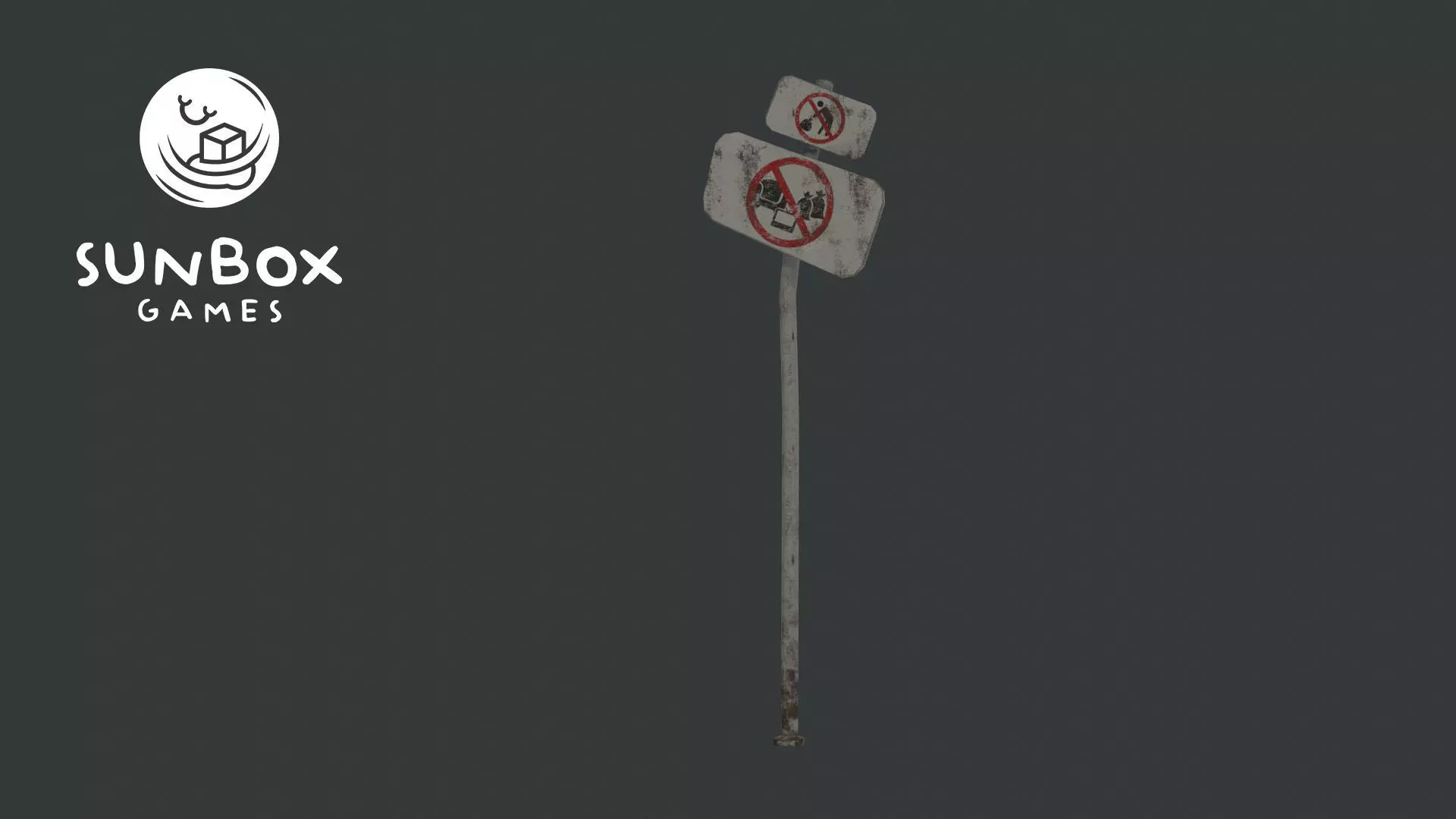 Old Damaged Illegal Dumping Sign Free low-poly 3D model