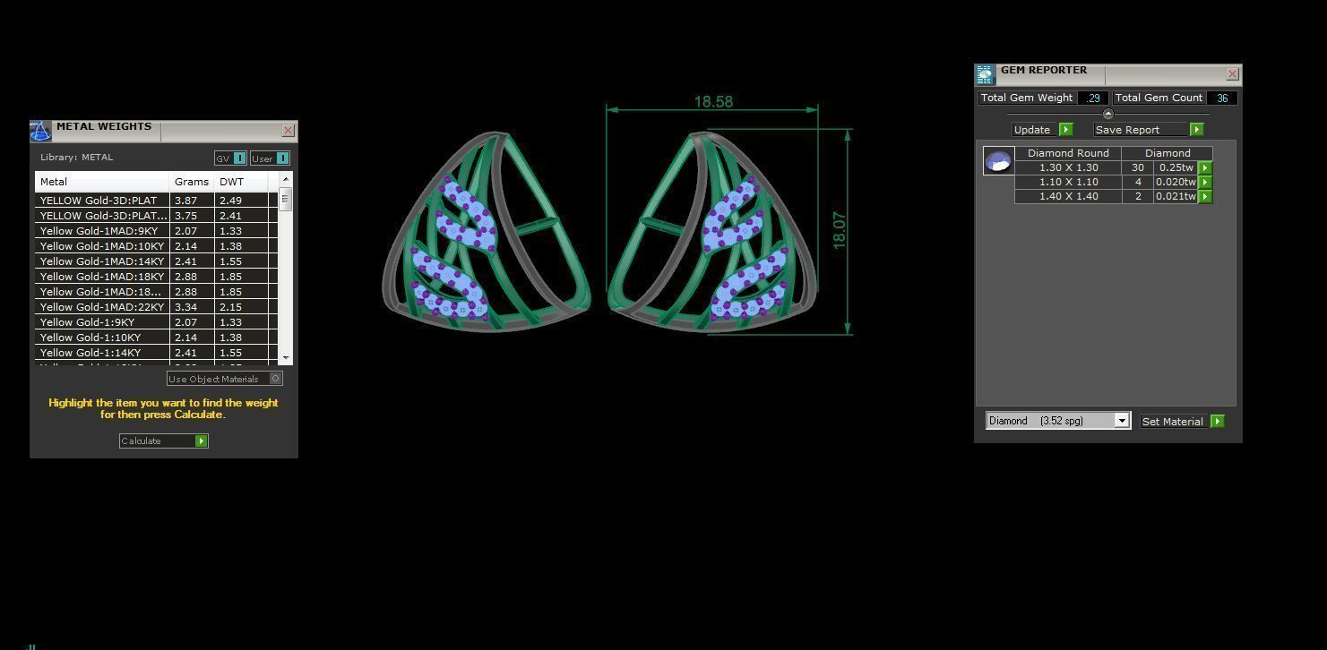 Earring Pendant Set 3dm STL OBJ FBX Renders Details 3D print model_10