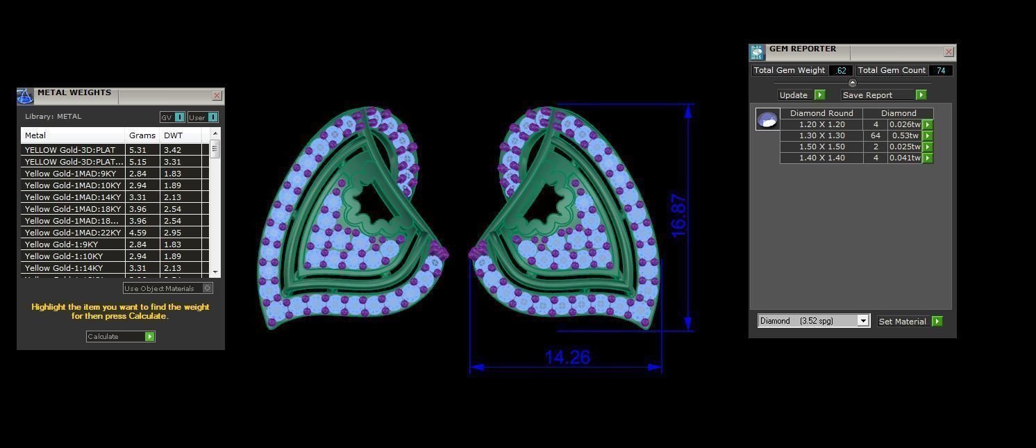 Earring Pendant Set 3dm STL OBJ FBX Renders Details 3D print model_10