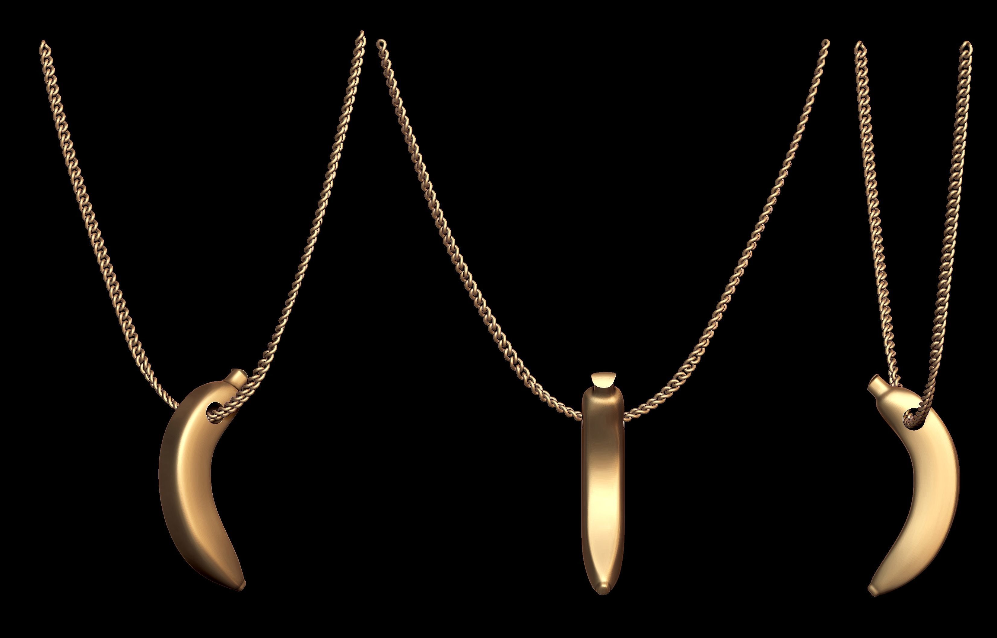 Gold Banana Fruit Pendant  3D print model_1