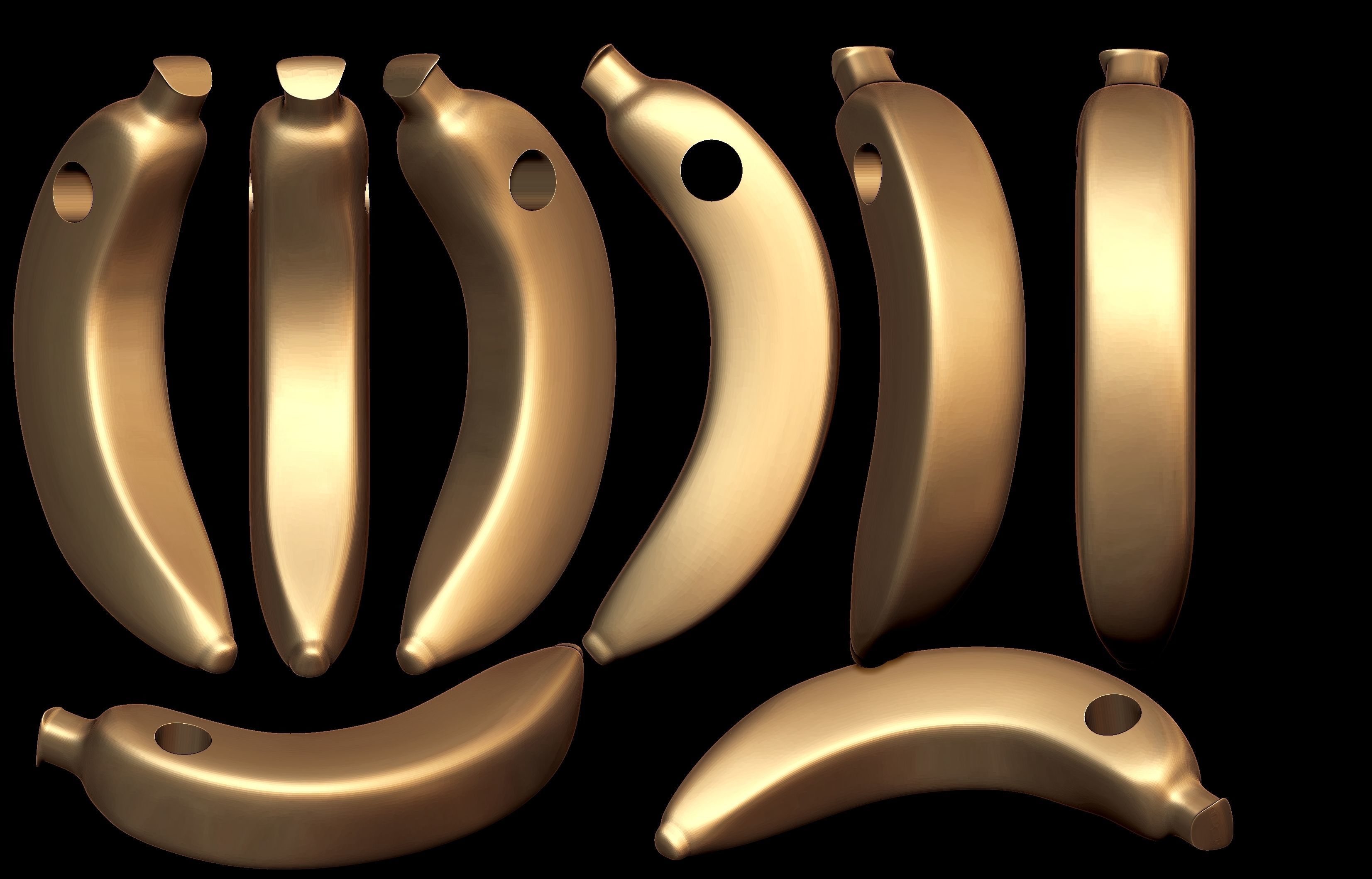 Gold Banana Fruit Pendant  3D print model_10