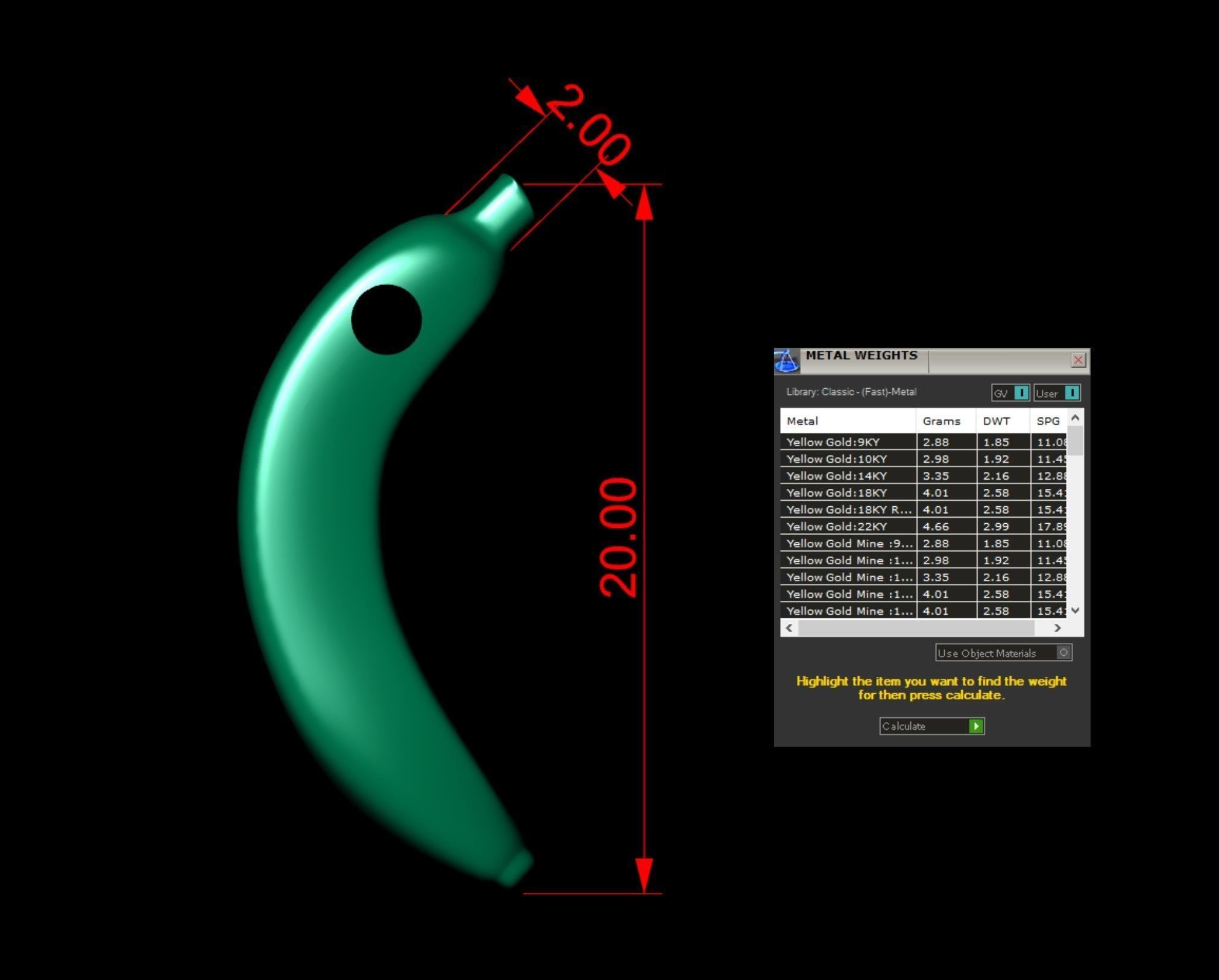 Gold Banana Fruit Pendant  3D print model_7