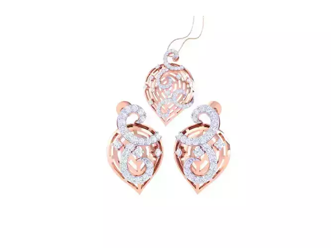 Earring Pendant Set 3dm STL OBJ FBX Renders Details