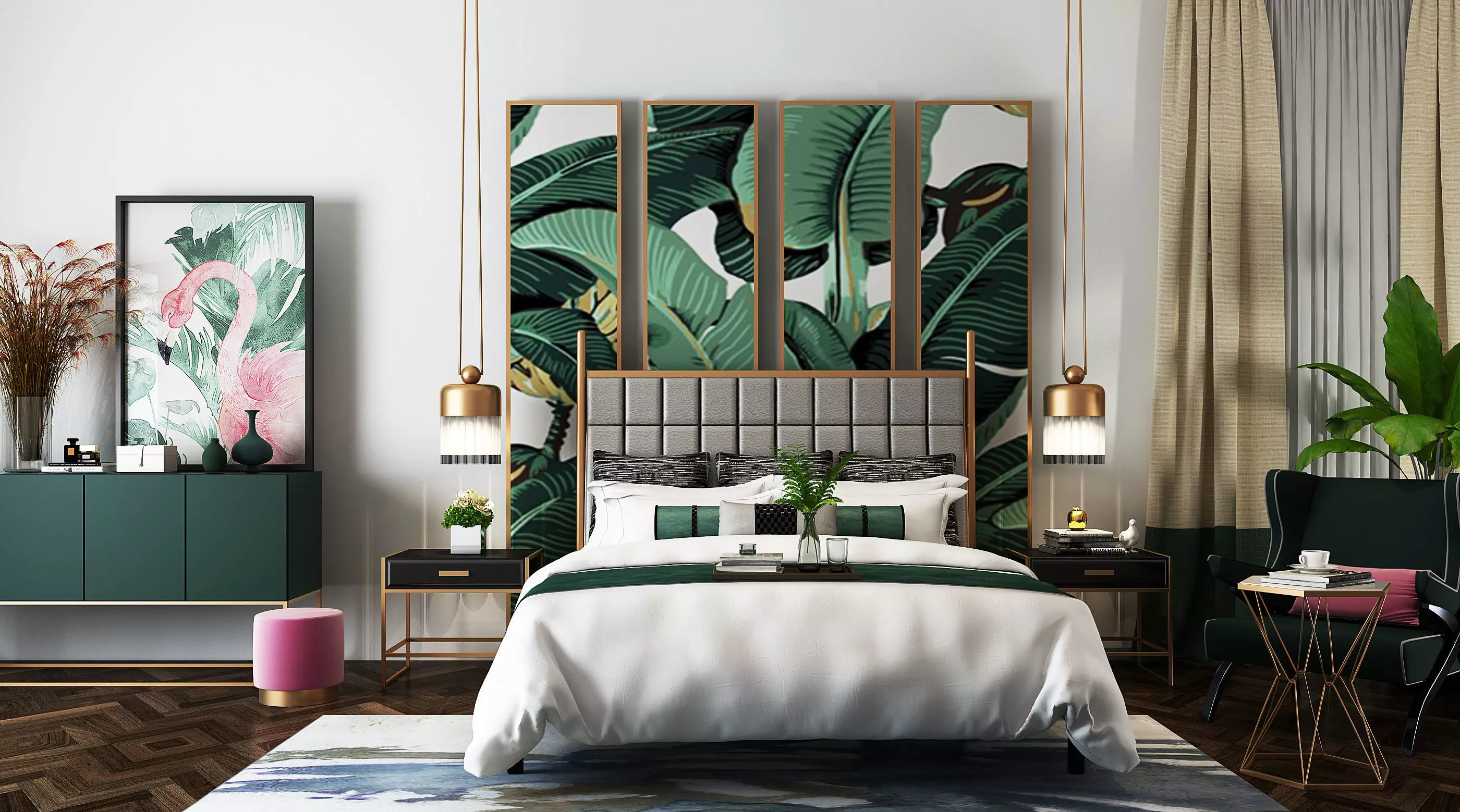 Modern Luxury badRoom Set 3D model_0