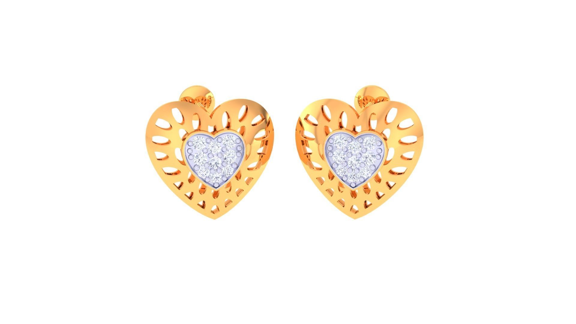 Heart Earring Pendant Set 3dm STL OBJ FBX Renders Details 3D print model_2