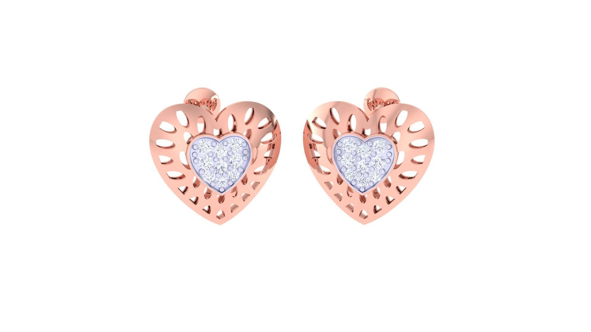 Heart Earring Pendant Set 3dm STL OBJ FBX Renders Details 3D print model_1