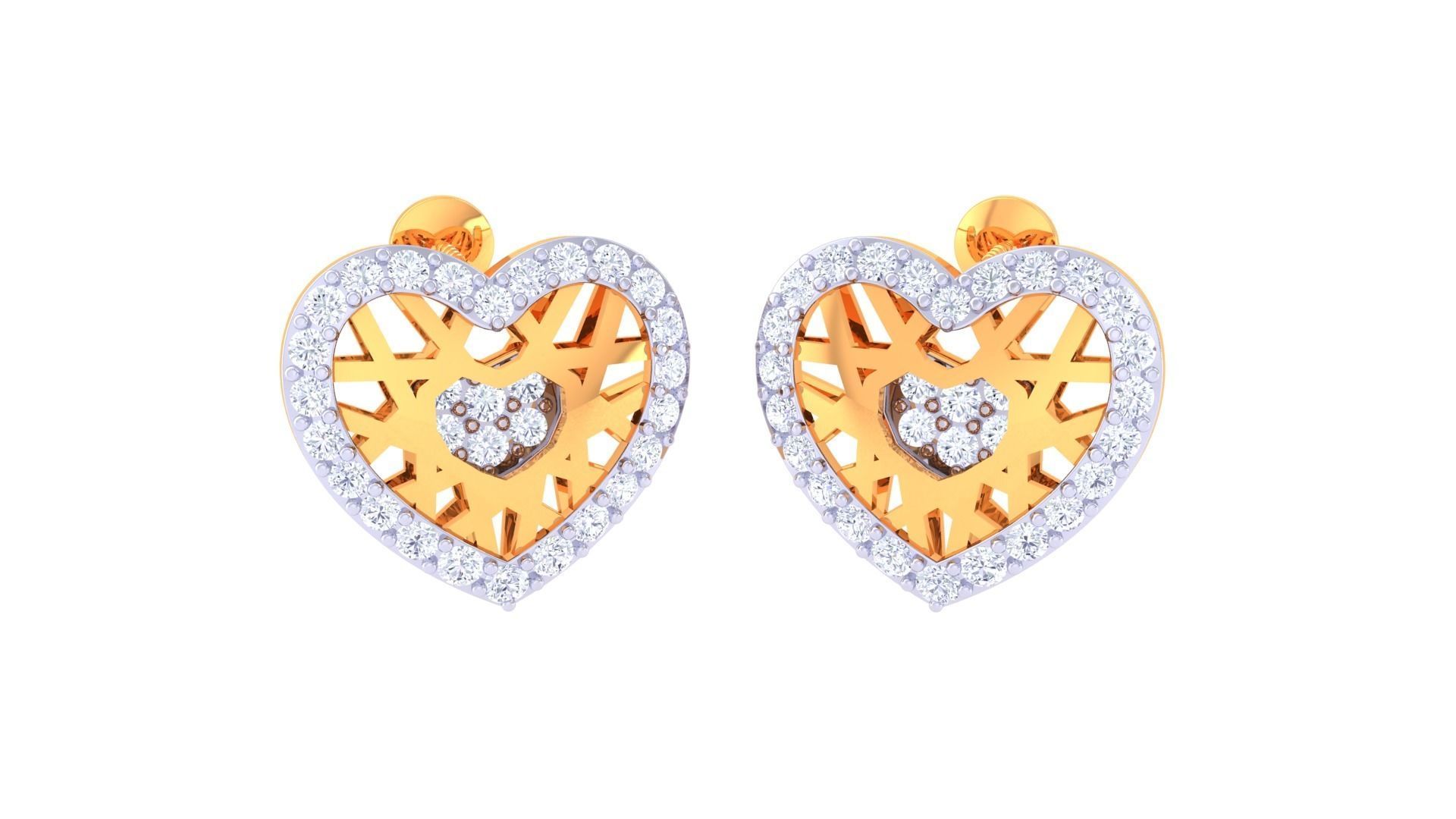 Heart Earring Pendant Set 3dm STL OBJ FBX Renders Details 3D print model_2