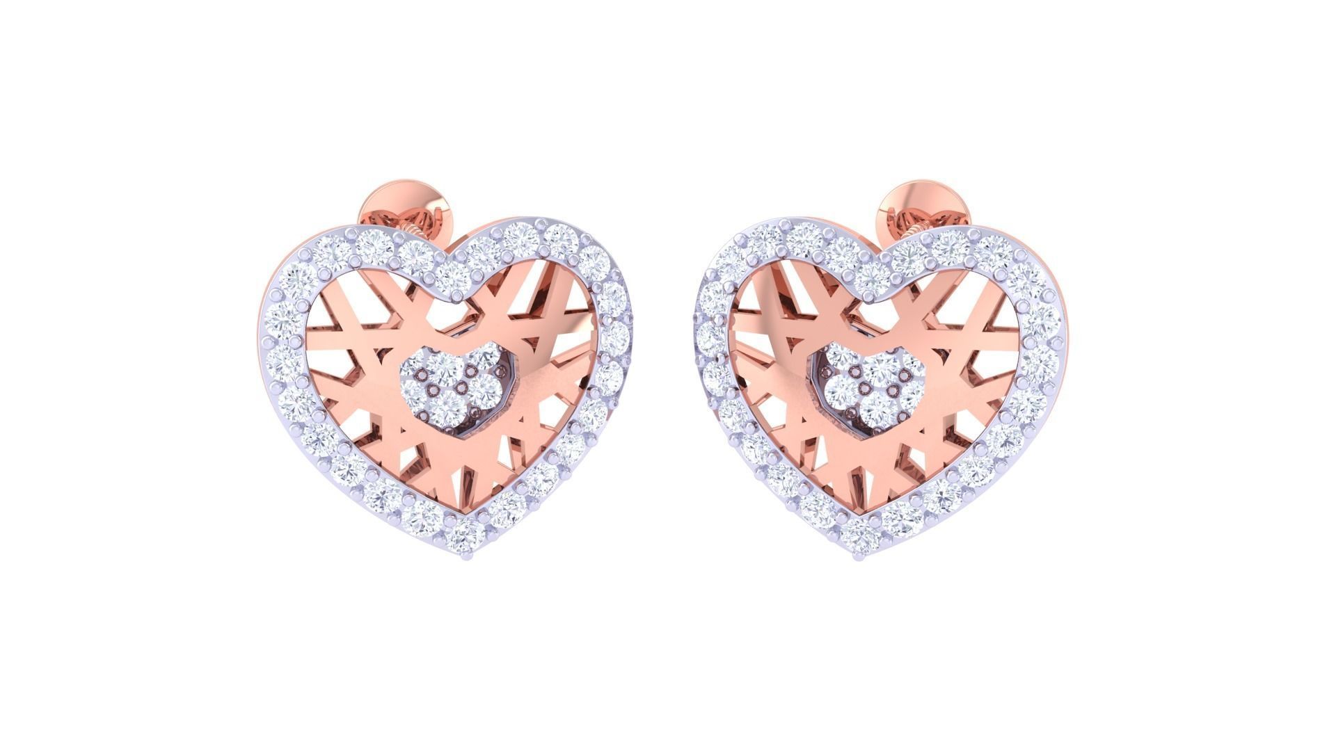 Heart Earring Pendant Set 3dm STL OBJ FBX Renders Details 3D print model_1