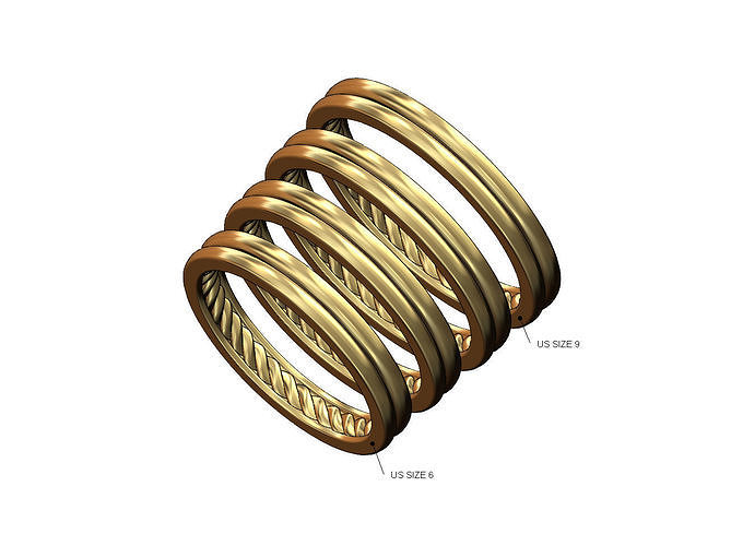 Split inner braided thin cigar band US sizes 6to9 3D print model