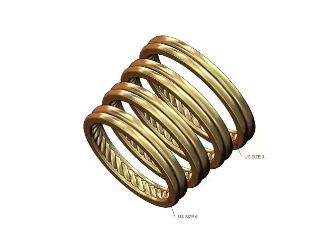 Split inner braided thin cigar band US sizes 6to9