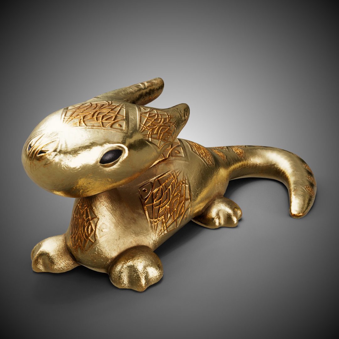 High-poly and low-poly statue of mint baby dragon 3D print model_9