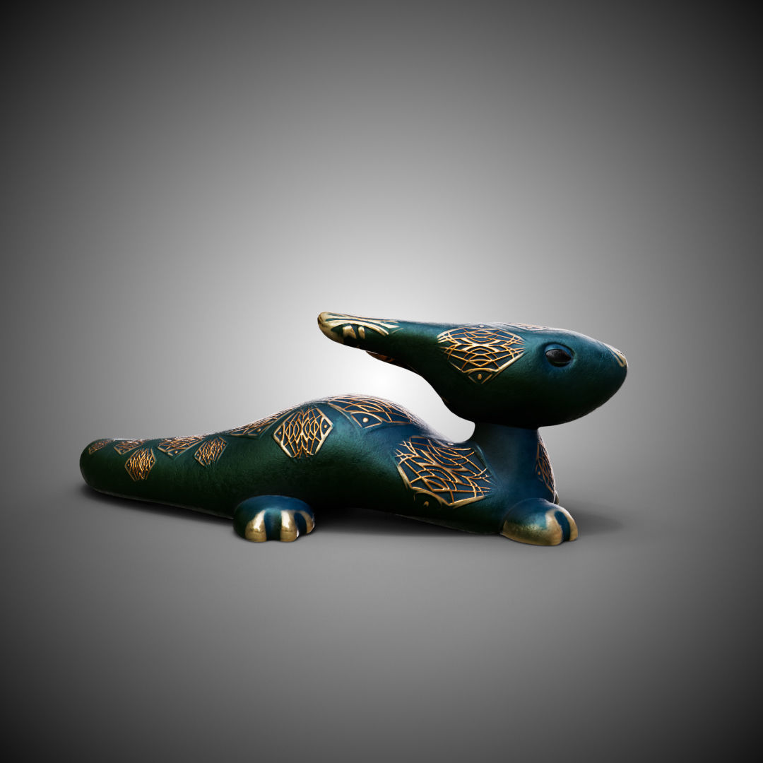 High-poly and low-poly statue of mint baby dragon 3D print model_5