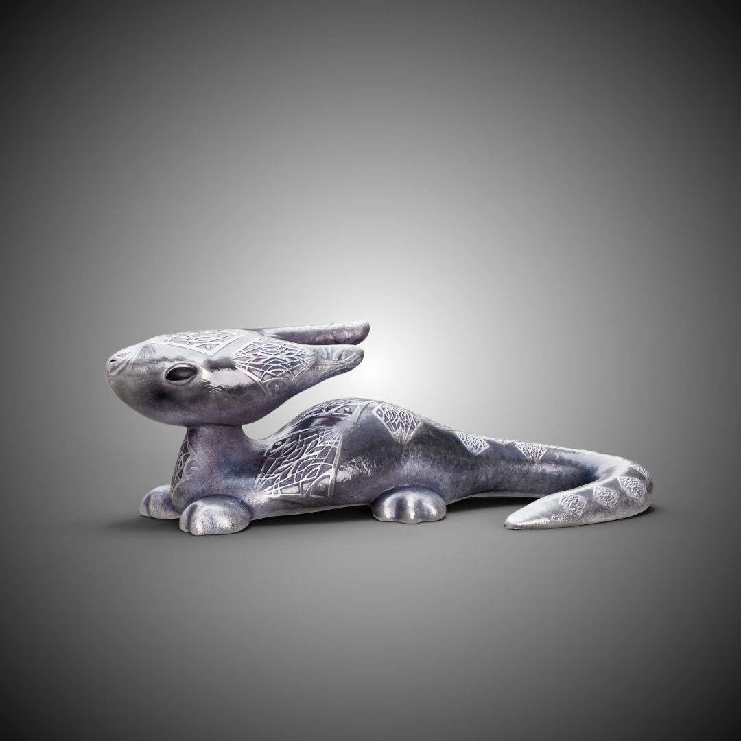 High-poly and low-poly statue of mint baby dragon 3D print model_7