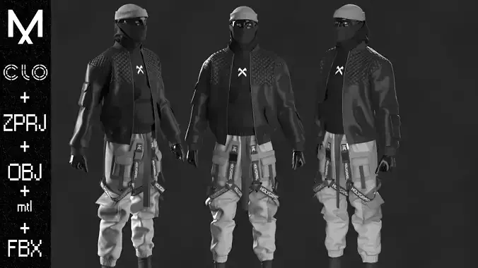 CyberPunk Outfit Style OBJ mtl FBX ZPRJ