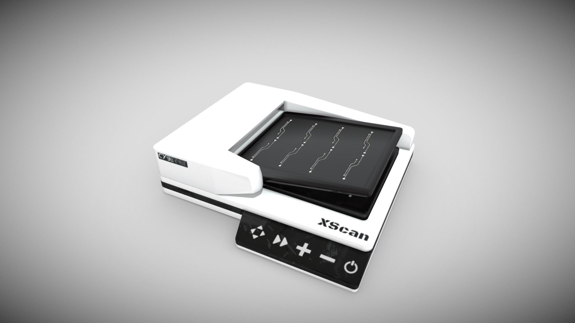 Scanner Plastic White Black Low-poly 3D model_3