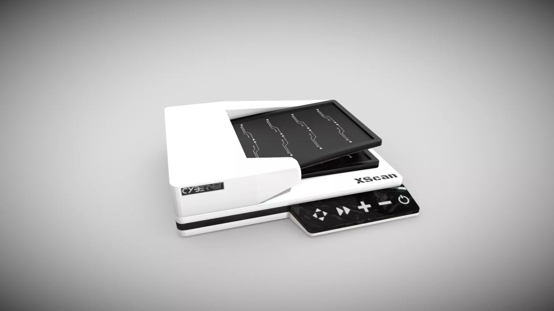 Scanner Plastic White Black Low-poly 3D model_0