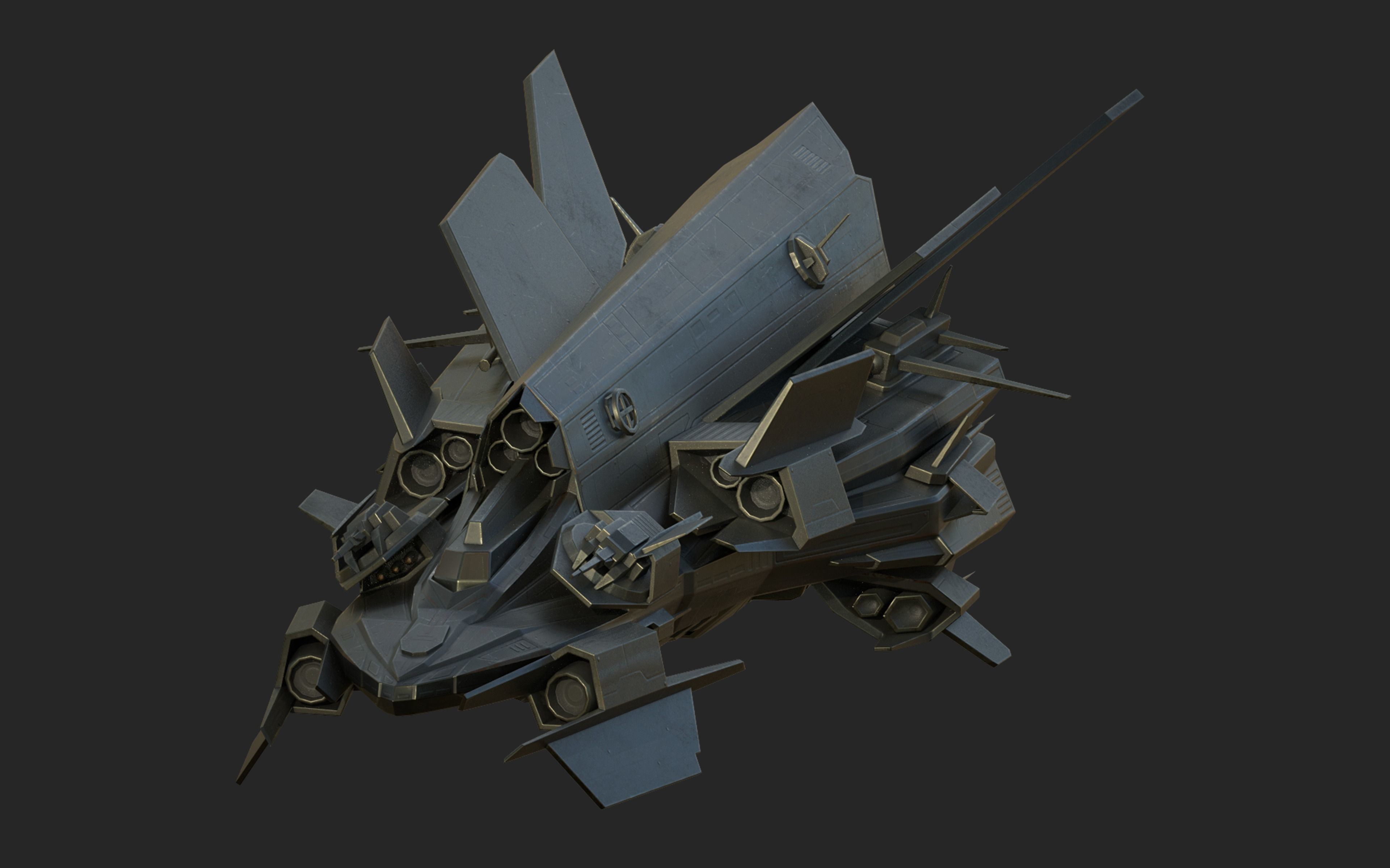 Spaceship Lowpoly Low-poly 3D model_1
