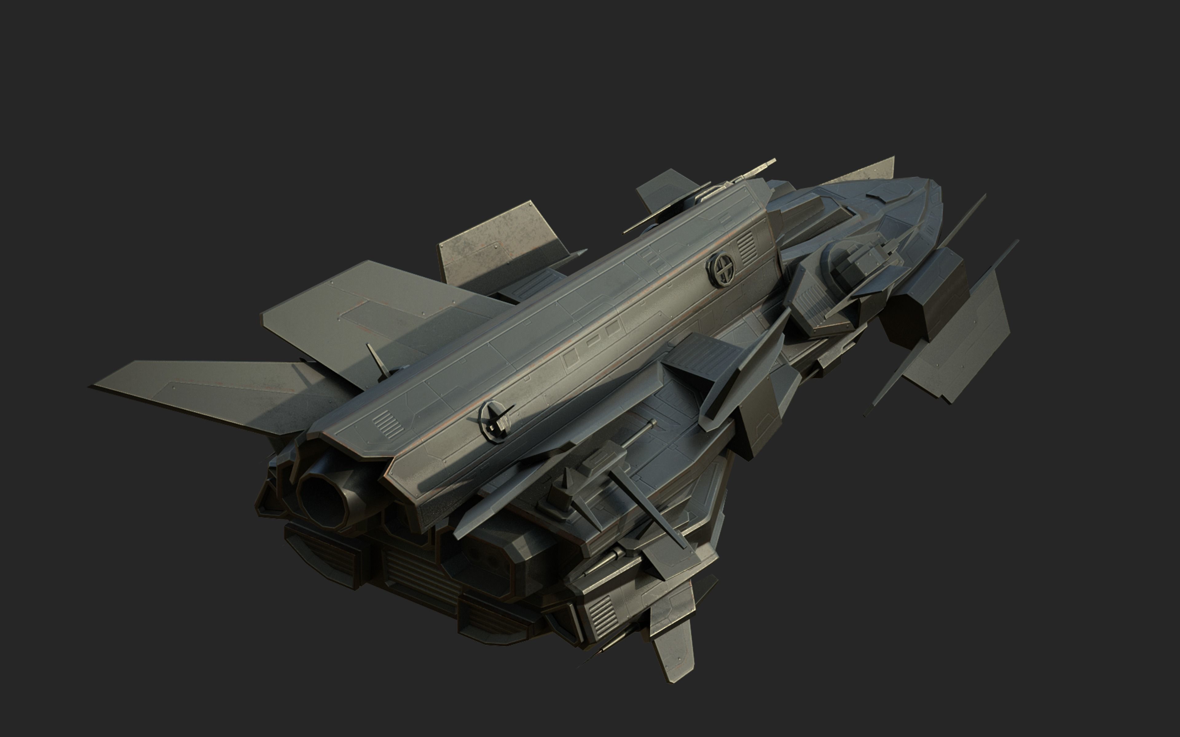 Spaceship Lowpoly Low-poly 3D model_2