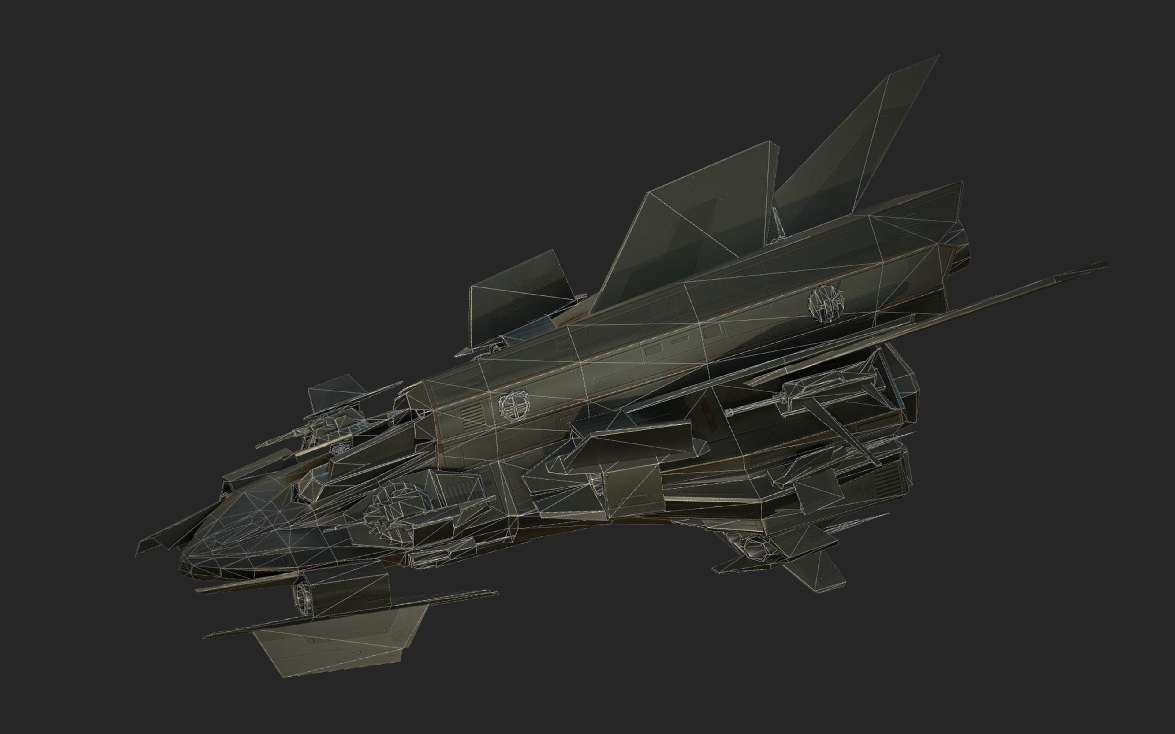 Spaceship Lowpoly Low-poly 3D model_7