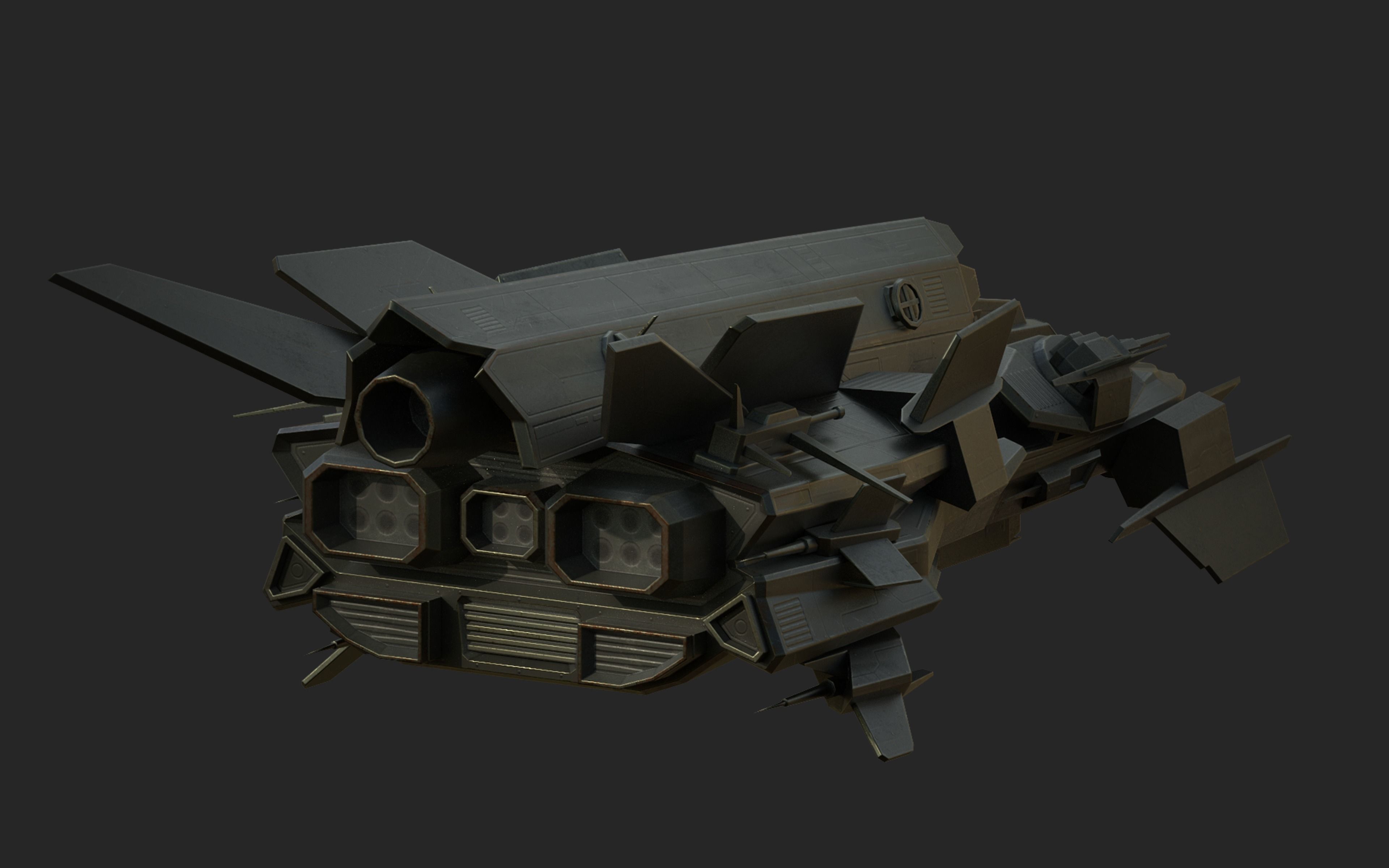 Spaceship Lowpoly Low-poly 3D model_4