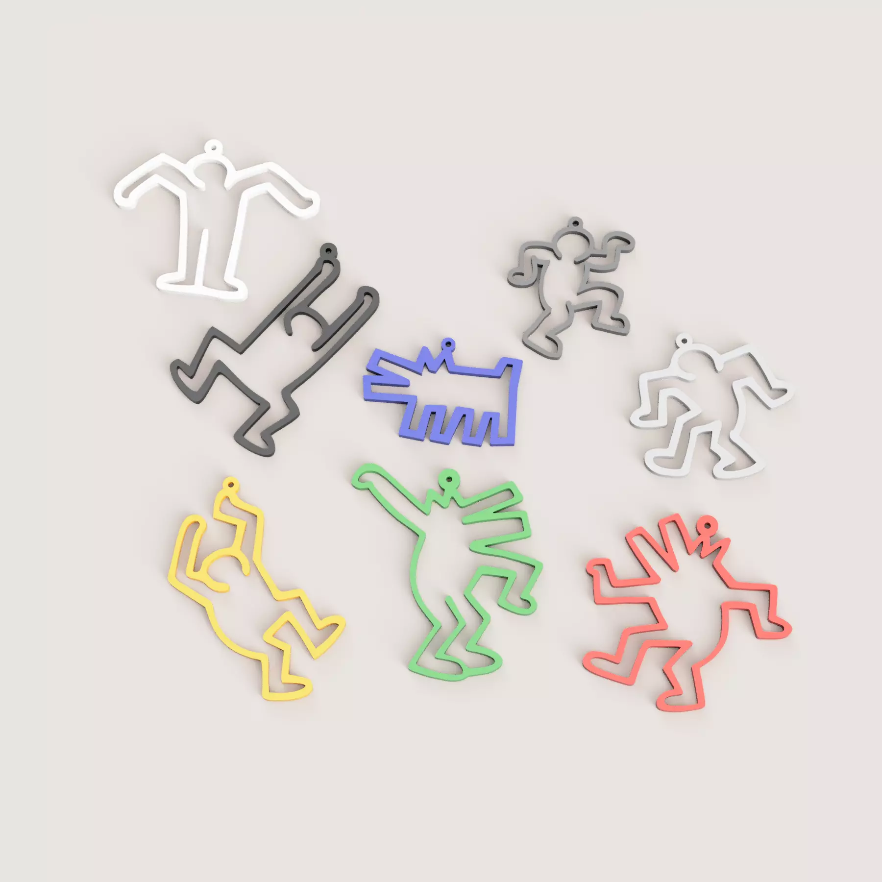 KEITH HARING EARRINGS 3D print model
