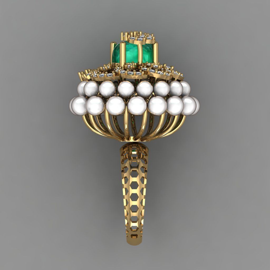 Ruby Oval with Daimonds Ring 3D printable Model 3D print model 3D print model_4