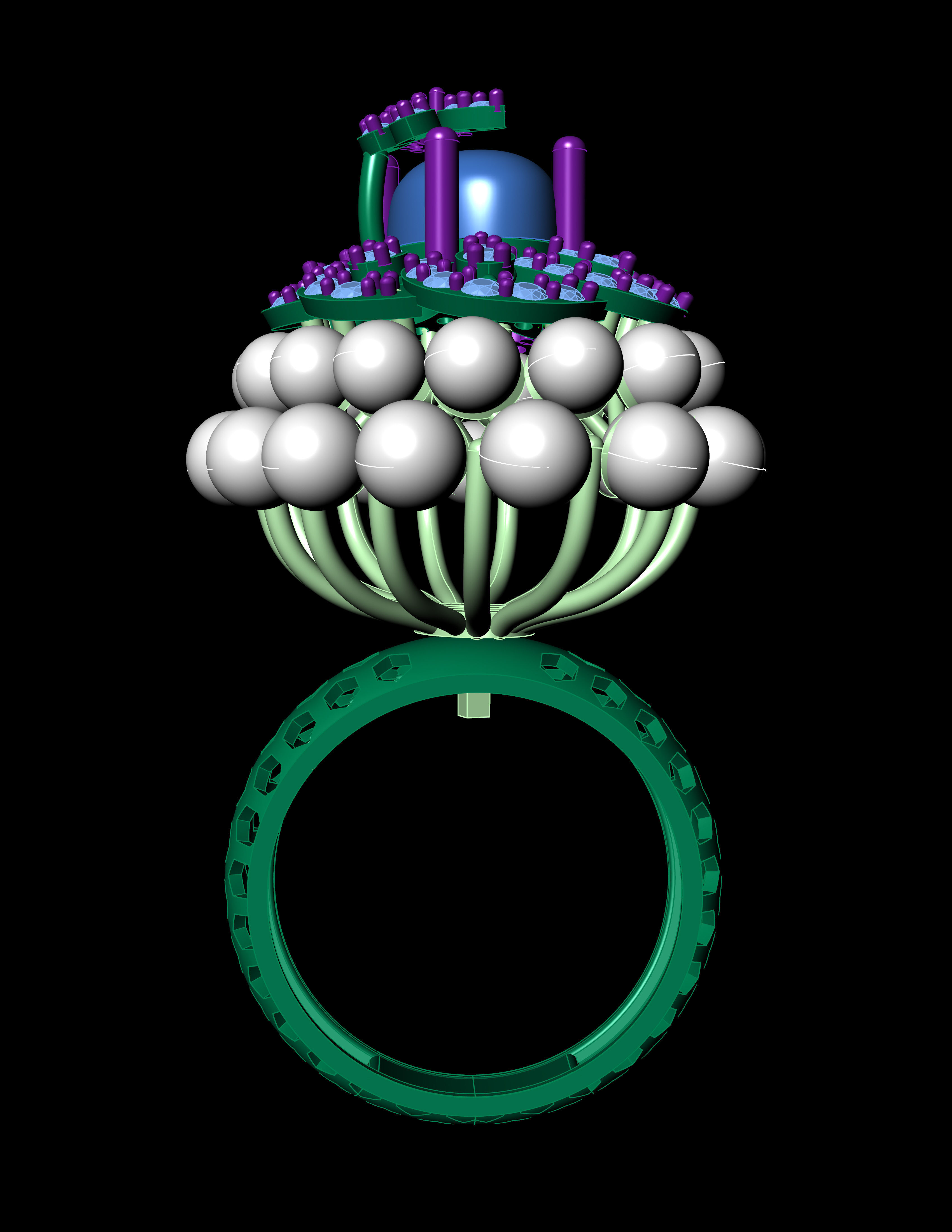 Ruby Oval with Daimonds Ring 3D printable Model 3D print model 3D print model_8