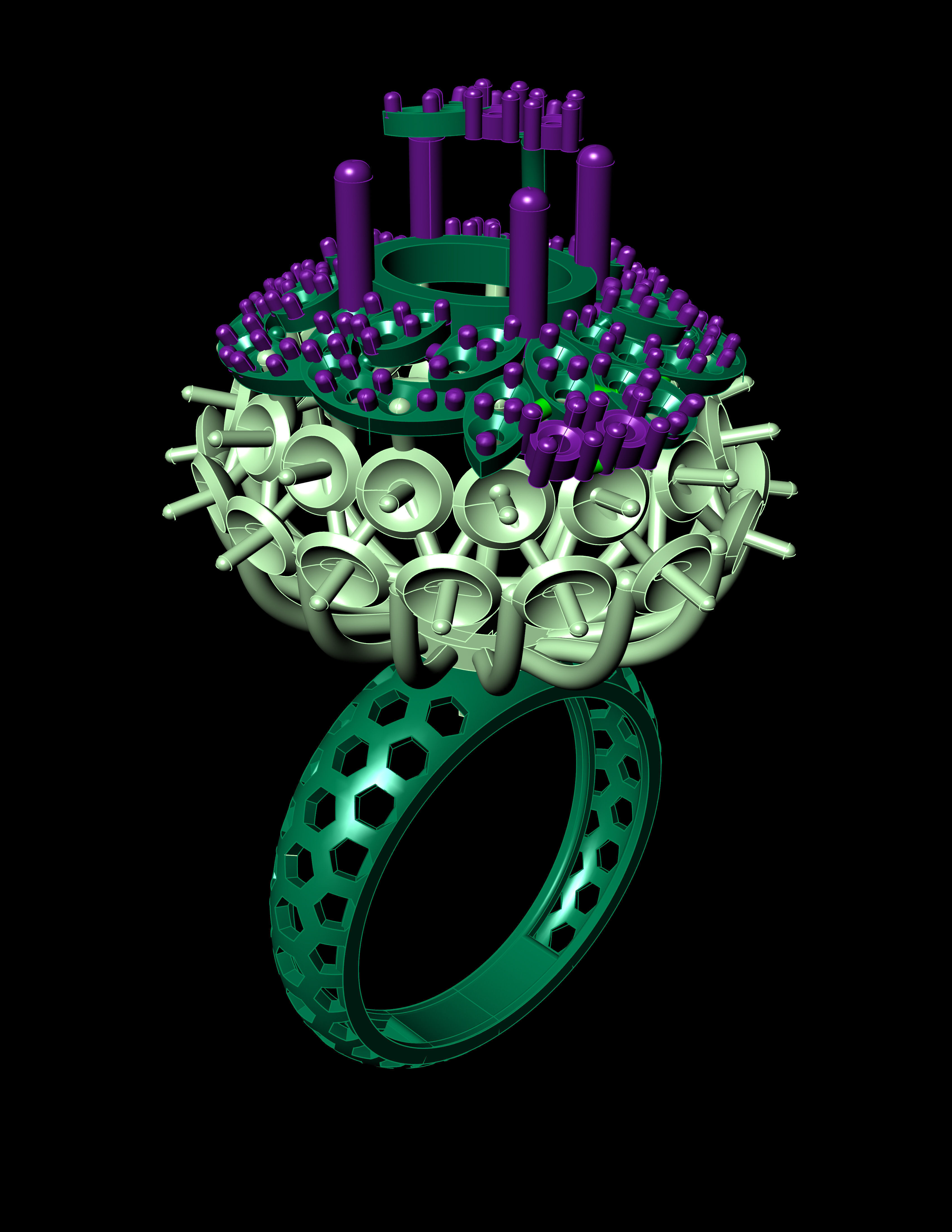 Ruby Oval with Daimonds Ring 3D printable Model 3D print model 3D print model_10