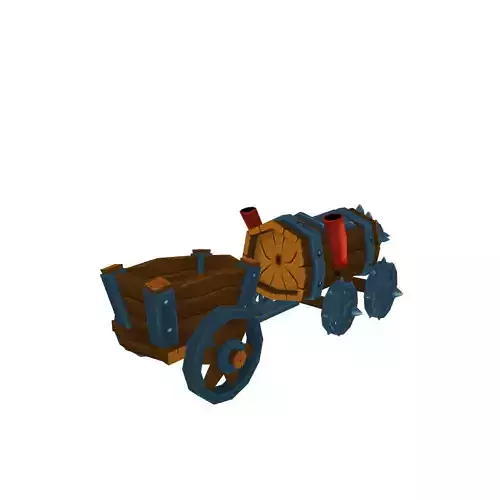 Driller and Cart lowpoly stylized with handpainted textures