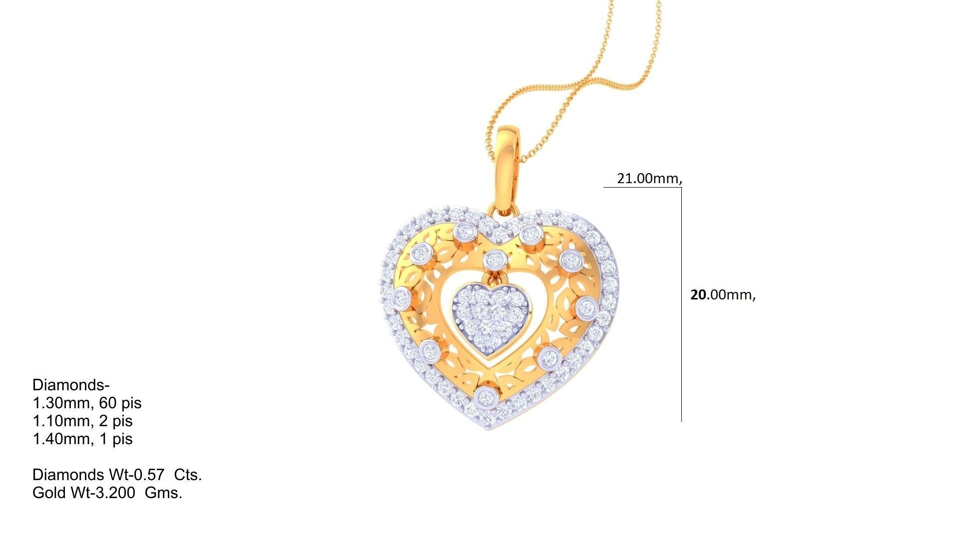 Heart Earring Pendant Set 3dm STL OBJ FBX Renders Details 3D print model_6