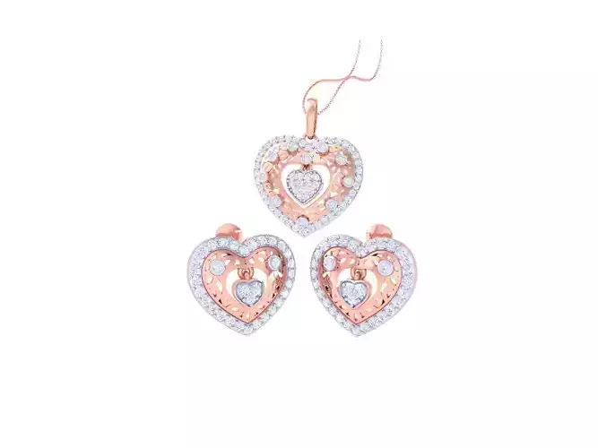 Heart Earring Pendant Set 3dm STL OBJ FBX Renders Details