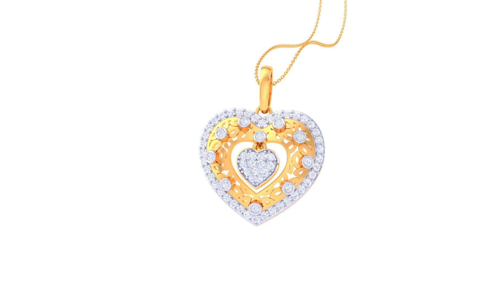 Heart Earring Pendant Set 3dm STL OBJ FBX Renders Details 3D print model_7