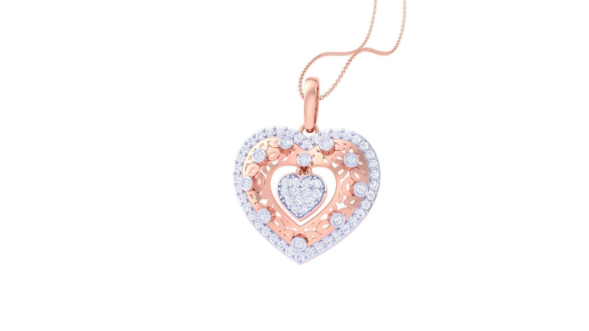 Heart Earring Pendant Set 3dm STL OBJ FBX Renders Details 3D print model_5