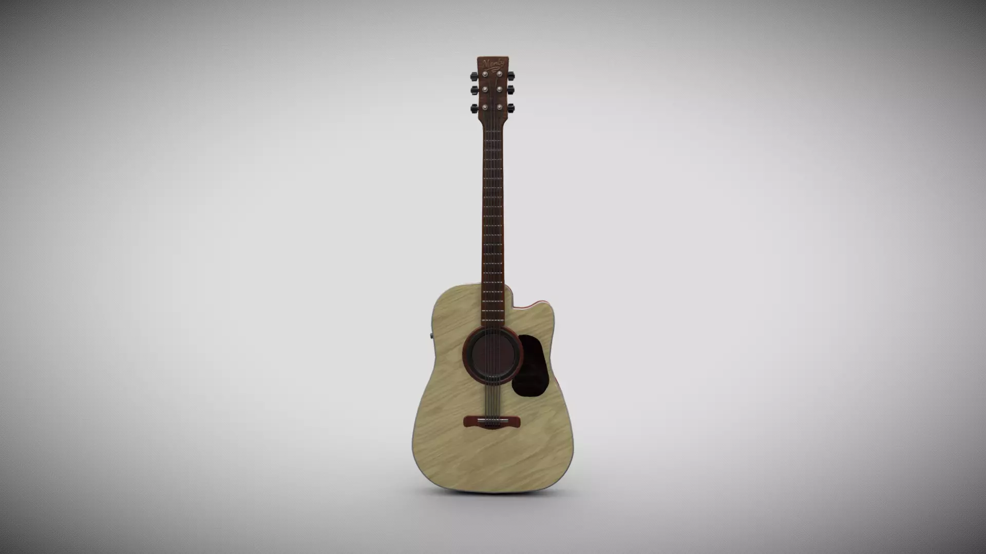 Brown Guitar Low-poly 3D model_0