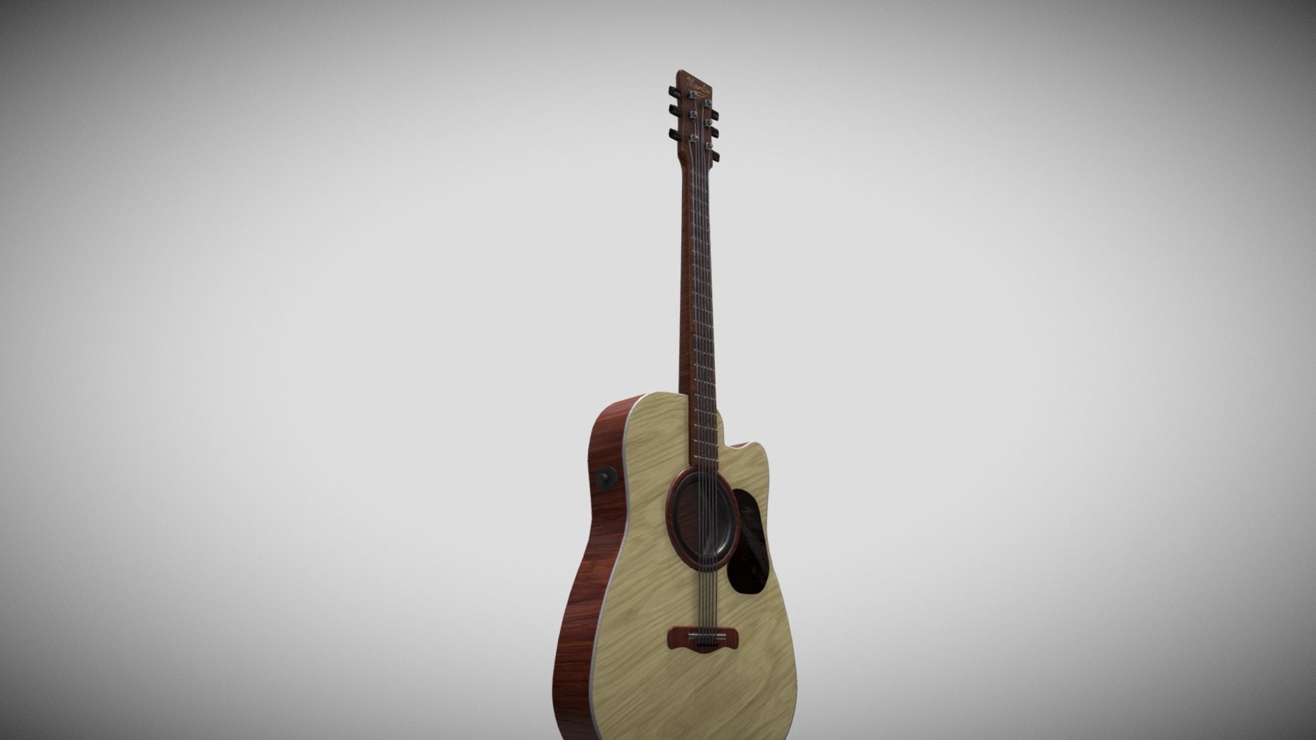 Brown Guitar Low-poly 3D model_4