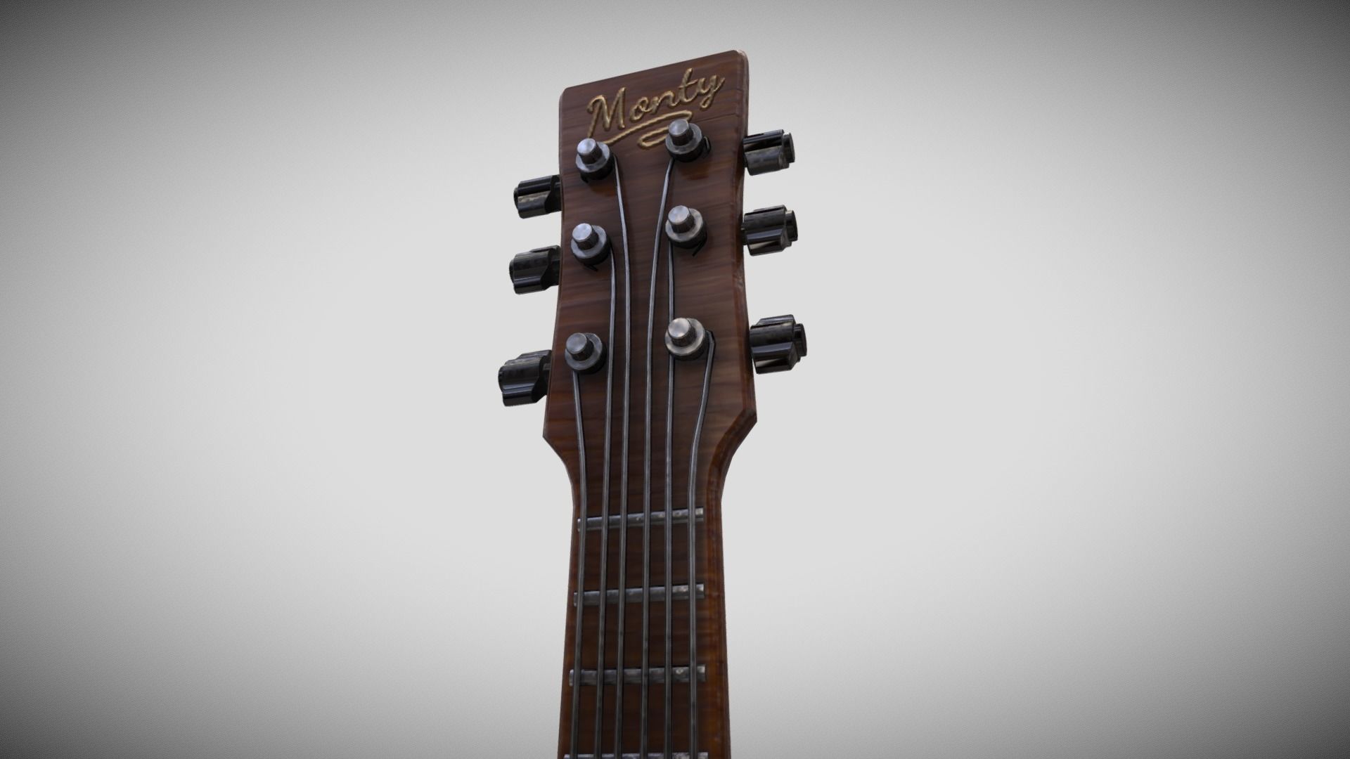 Brown Guitar Low-poly 3D model_3