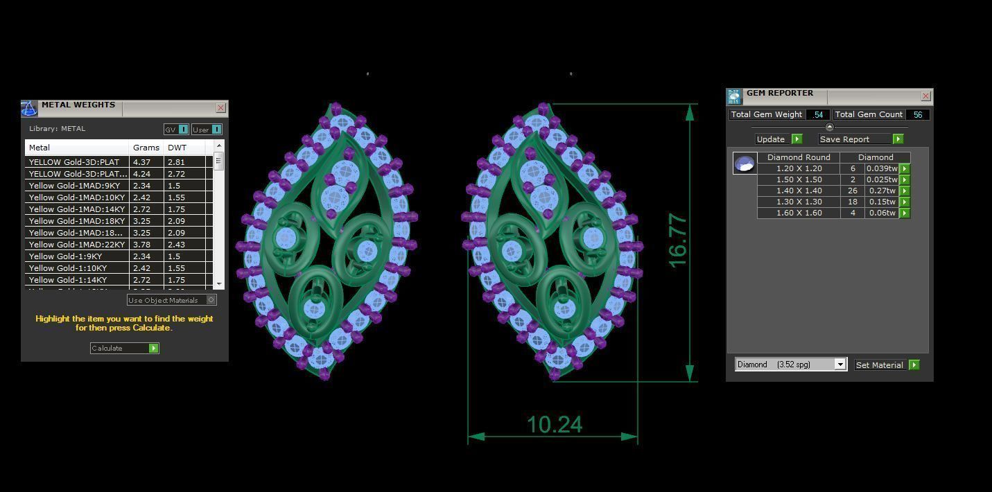 Earring Pendant Set 3dm STL OBJ FBX Renders Details 3D print model_10