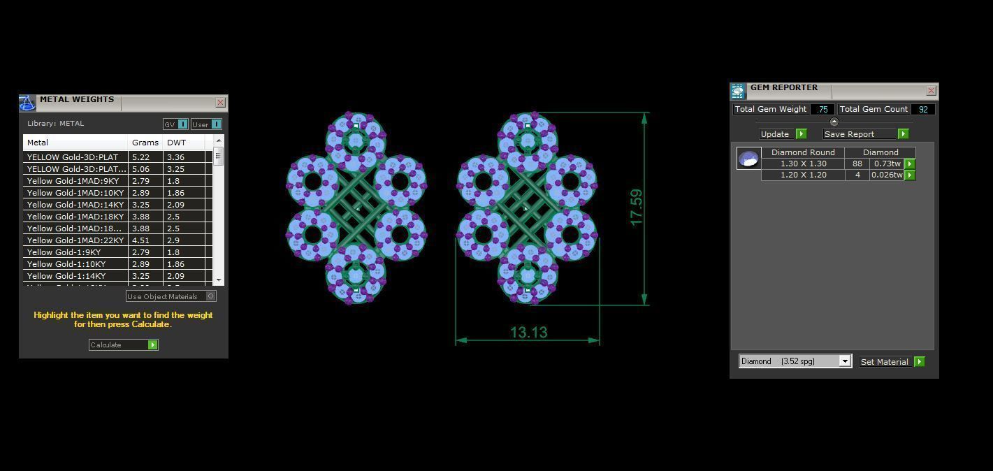 Earring Pendant Set 3dm STL OBJ FBX Renders Details 3D print model_10
