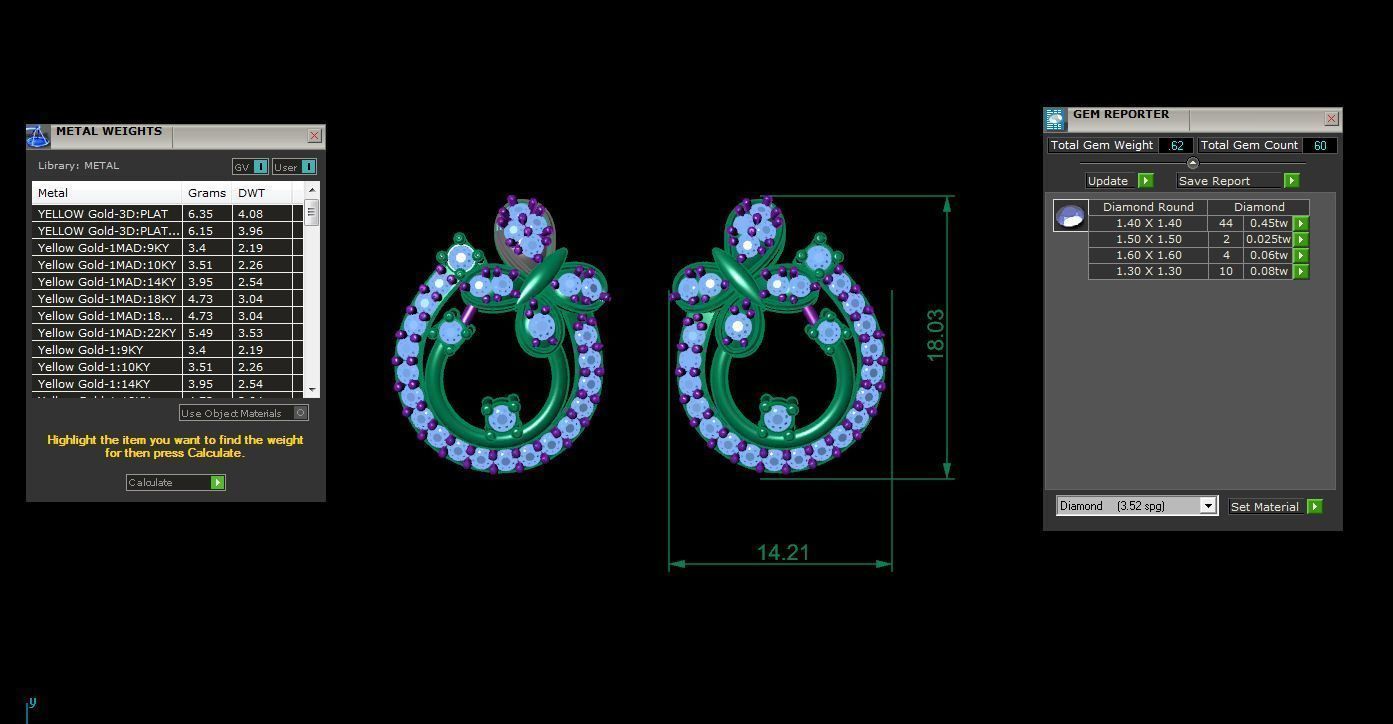 Earring Pendant Set 3dm STL OBJ FBX Renders Details 3D print model_10