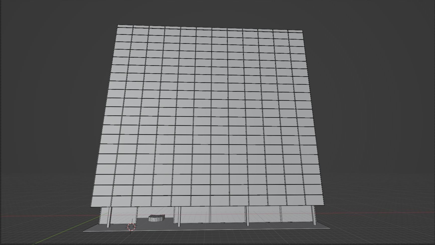 BUILDING office with glass windows Low-poly 3D model_1