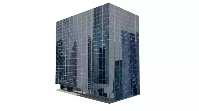 BUILDING office with glass windows Low-poly 3D model