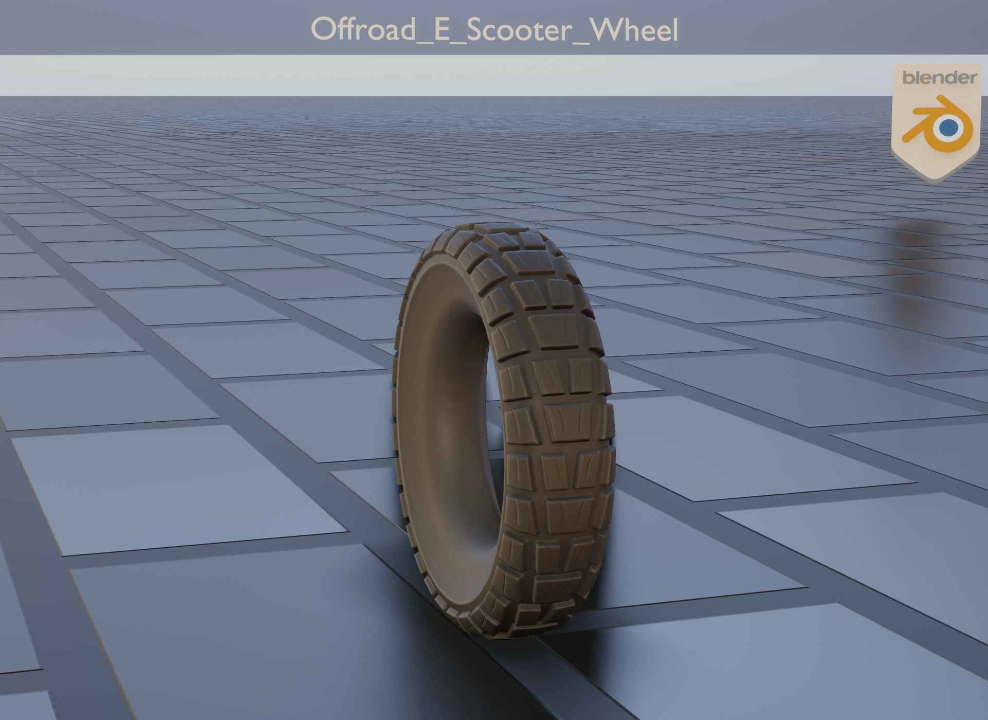 Low-Poly Offroad E-Scooter Wheel Low-poly 3D model_9