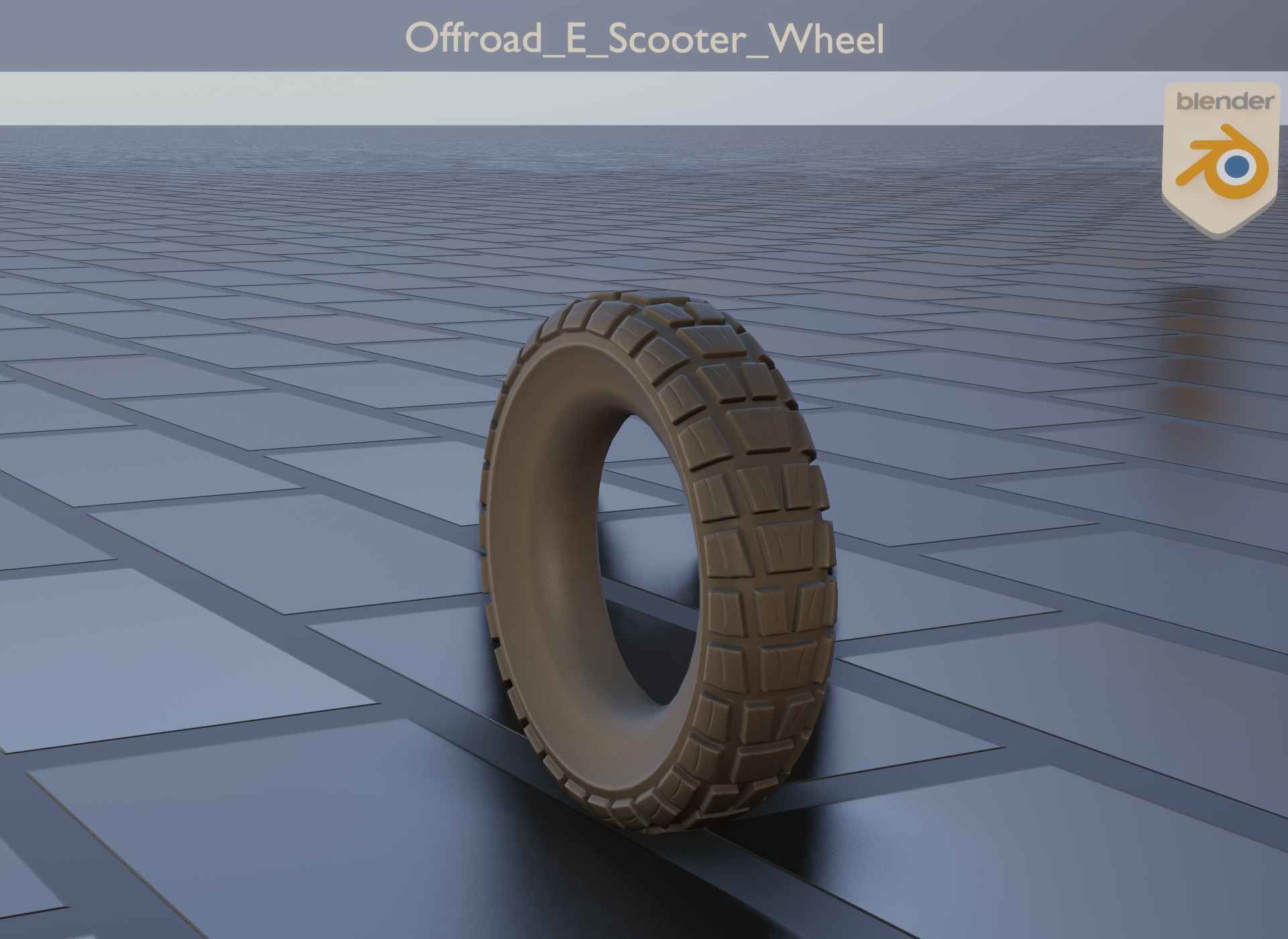  Low-Poly Offroad E-Scooter Wheel Low-poly 3D model_11