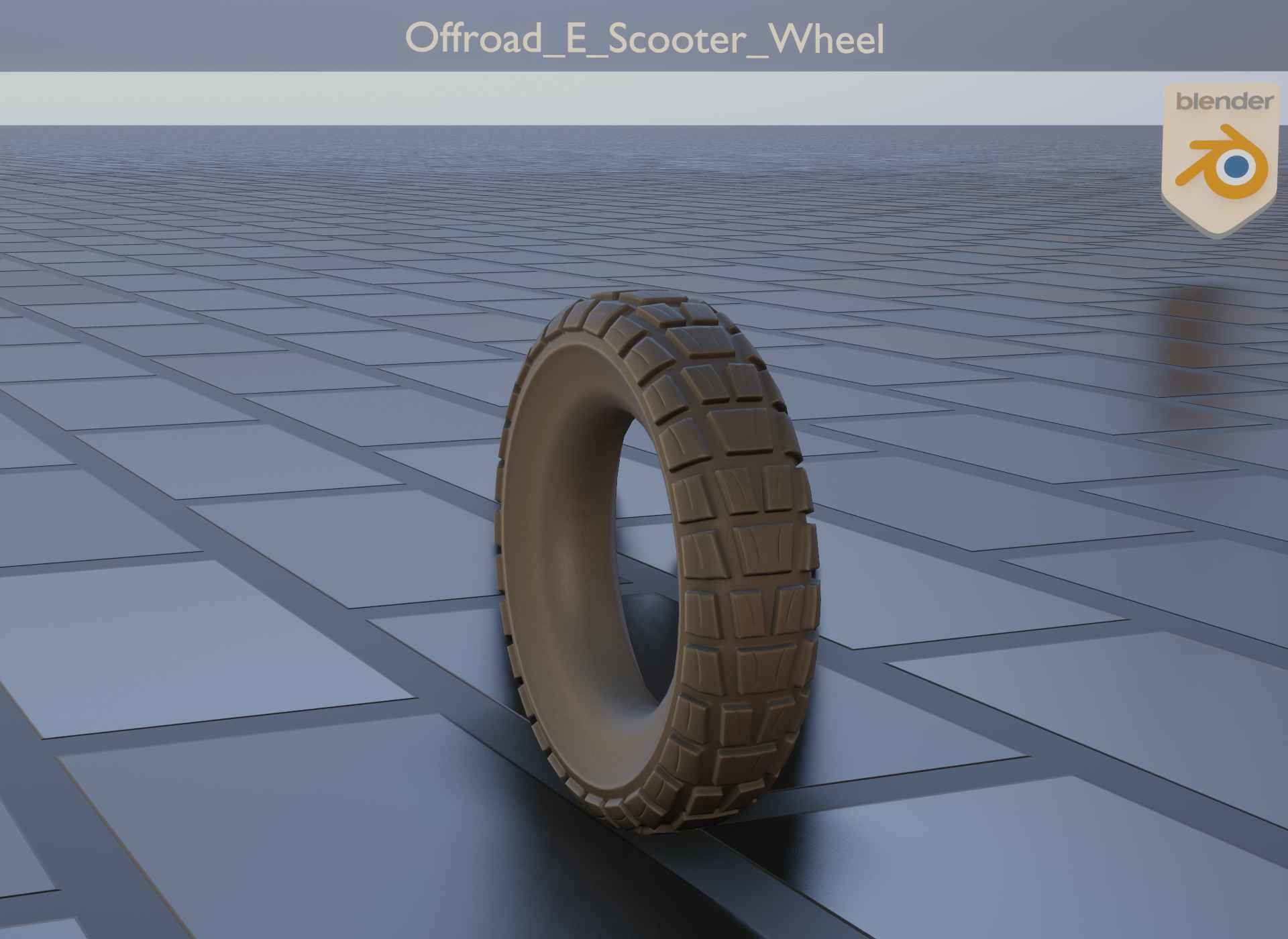  Low-Poly Offroad E-Scooter Wheel Low-poly 3D model_10