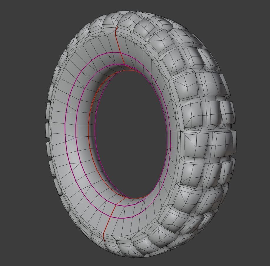  Low-Poly Offroad E-Scooter Wheel Low-poly 3D model_1