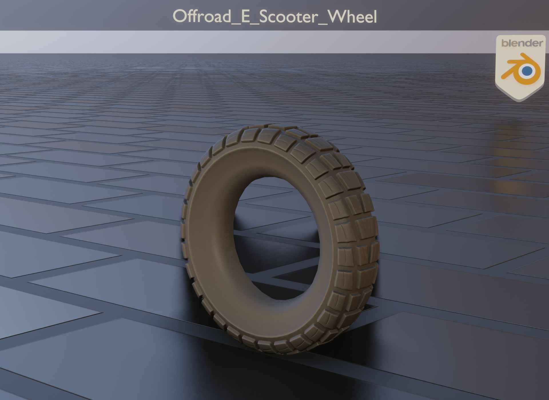  Low-Poly Offroad E-Scooter Wheel Low-poly 3D model_16