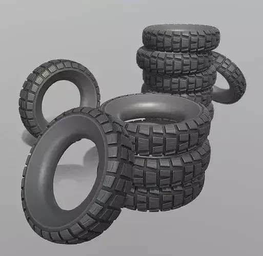 Low-Poly Offroad E-Scooter Wheel Low-poly 3D model 3