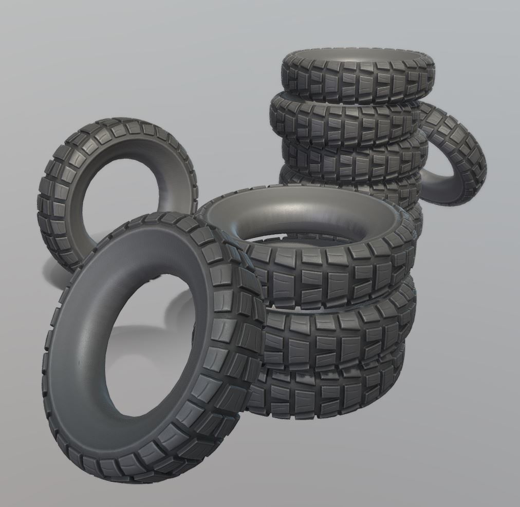  Low-Poly Offroad E-Scooter Wheel Low-poly 3D model_2
